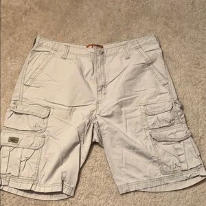 Cream cargo shorts
